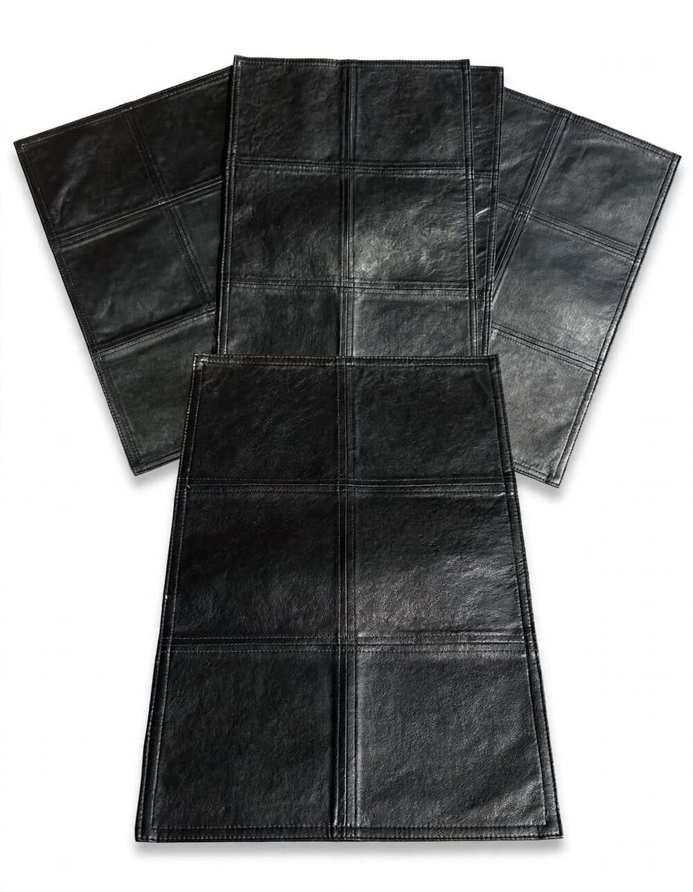 Black Faux Leather Patchwork Placemats Set for Dining Table